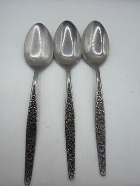 Interpur Stainless Steel Floral Pattern Vintage Spoons Set Of 3 Korea